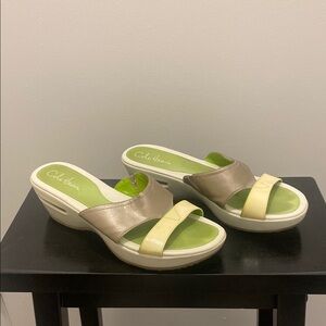 Cole Haan Women's Mules - Gold and Cream with Green Insole